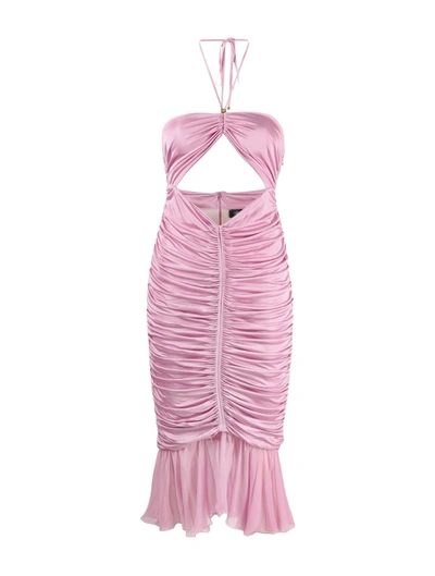 Shop Blumarine Cut-out Pleated Midi Dress In Pink & Purple