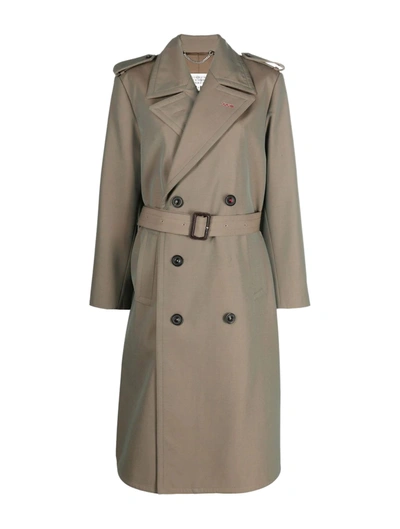 Shop Maison Margiela Double Breasted Trench Coat In Brown