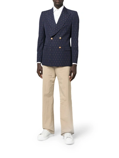 Shop Gucci Double-breasted Blazer For Men In Blue