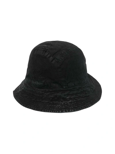 Shop C.p. Company Embroidered-logo Bucket Hat In Black