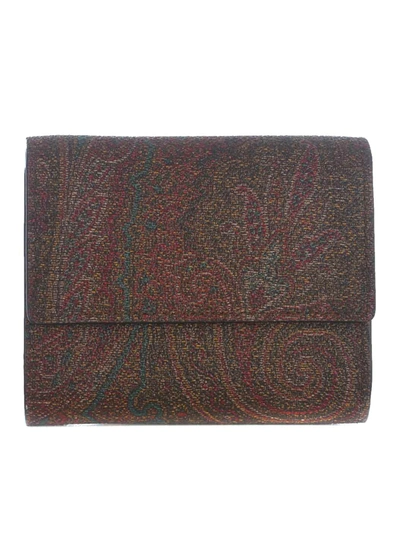 Shop Etro Wallet In Paisley Cotton In Multicolour
