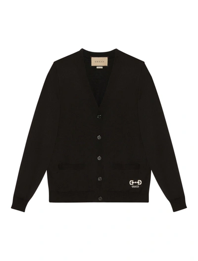 Shop Gucci Extra Fine Wool Cardigan In Black