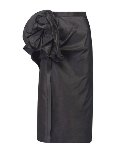 Shop Maison Margiela Floral-detail Midi Skirt In Black