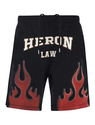 Shop Heron Preston Heron Law Flames Sweatshorts Black Red