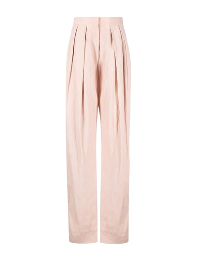 Shop Stella Mccartney High-waisted Pleated Trousers In Pink & Purple