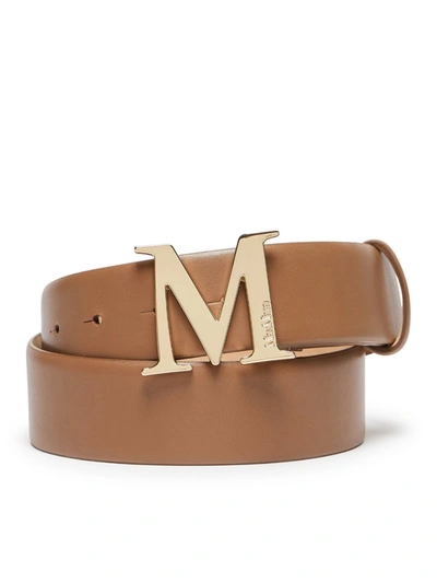 Shop Max Mara Leather Belt In Brown