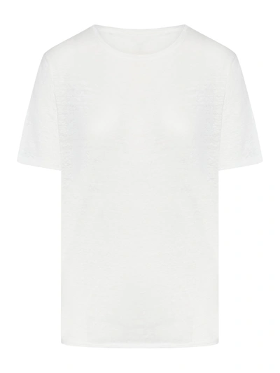 Shop Majestic Linen T-shirt In White