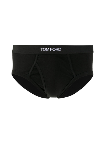 Shop Tom Ford Logo Waistband Briefs In Black