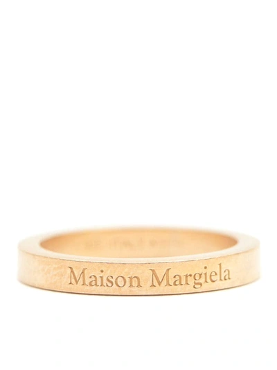 Shop Maison Margiela Logo-engraved Band Ring In Metallic