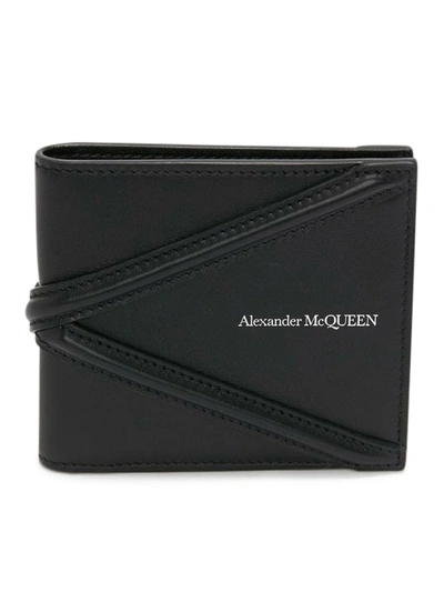 Shop Alexander Mcqueen Logo-plaque Leather Wallet In Black