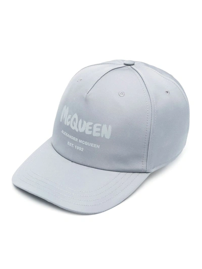 Shop Alexander Mcqueen Logo-print Baseball Cap In Grey