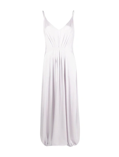 Shop Giorgio Armani Long Dress In Double Silk Satin In Grey