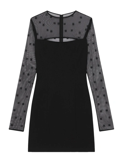 Shop Givenchy Long Sleeve Cut Out Front Mini Dress In Black