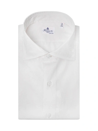 Shop Finamore Long-sleeve Wingtip-collar Shirt In White