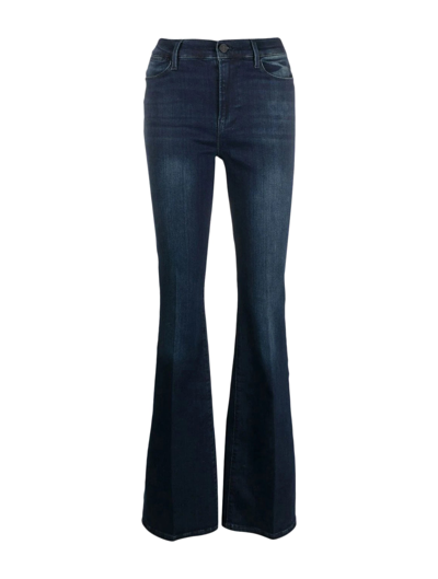 Shop Frame Low-rise Flared Jeans In Blue