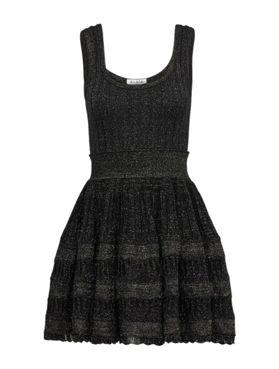 Shop Alaïa Lurex Crinoline Dress In Black