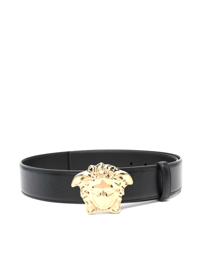 Shop Versace Medusa Palazzo Adjustable Belt In Black