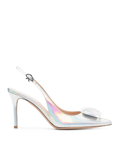 Shop Gianvito Rossi Metallic-finish 95mm Pointed Pumps