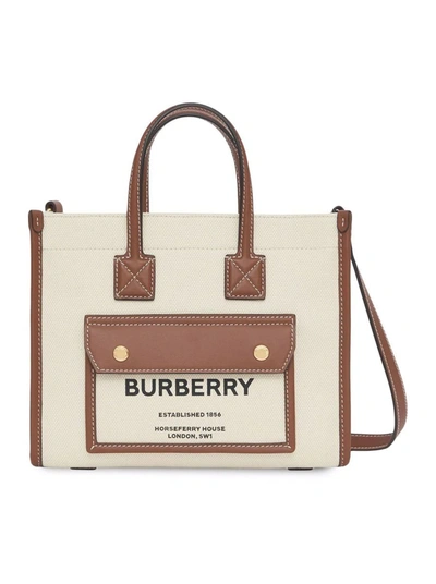 Shop Burberry Mini Freya Tote Bag In Nude & Neutrals