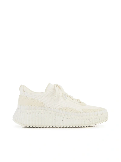 Chloé Nama White Mesh Sneakers In White