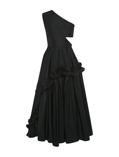 Shop Alexander Mcqueen One Shoulder Asymmetric Dress In Black