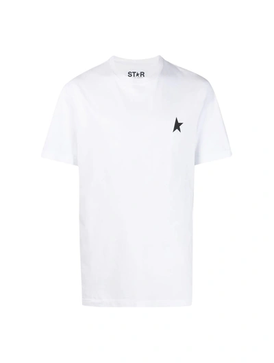 Golden Goose White T-shirt With Round Neck And One Star Logo Print On The Front In Cotton Man