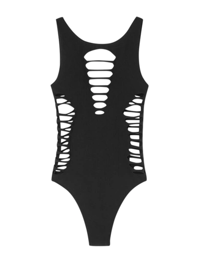 Shop Versace One-piece Swimsuit With Cuts In Black