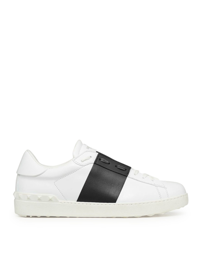 Shop Valentino Open Sneakers In Calfskin In White