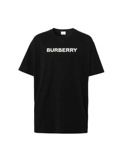 Shop Burberry Oversized Cotton T-shirt With Logo In Black