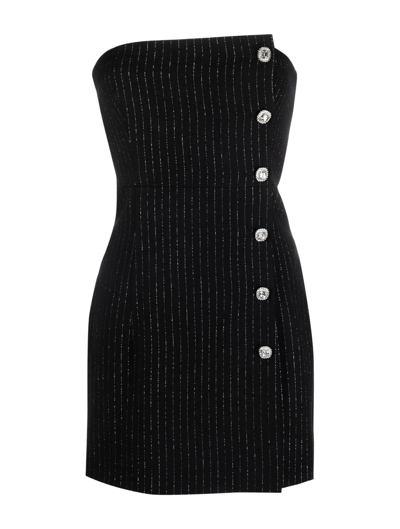 Shop Alessandra Rich Pinstripe Mini Dress In Black