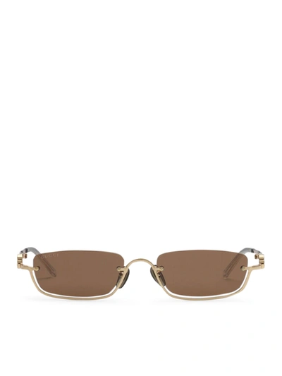 Shop Gucci Rectangular-frame Sunglasses In Metallic