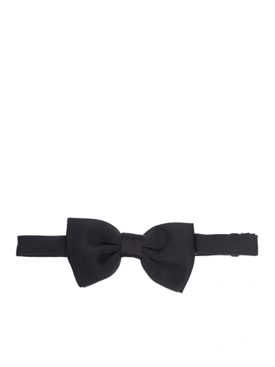 Shop Tagliatore Ribbed Bow Tie In Black