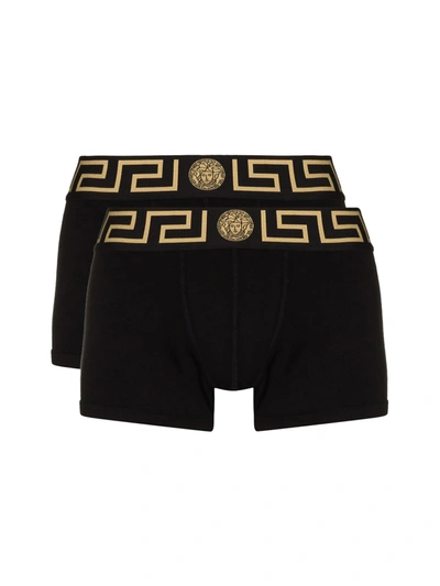 Versace Black Briefs With Elastic Waist With Medusa Print In Black