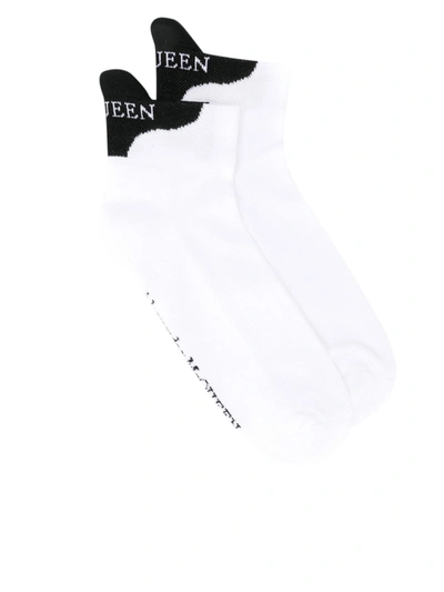 Shop Alexander Mcqueen Signature Socks With Logo In White
