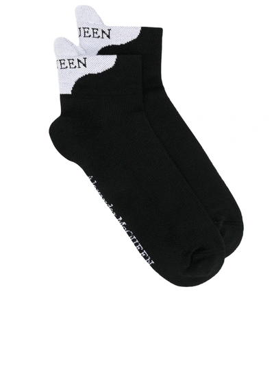 Shop Alexander Mcqueen Signature Socks With Logo In Black