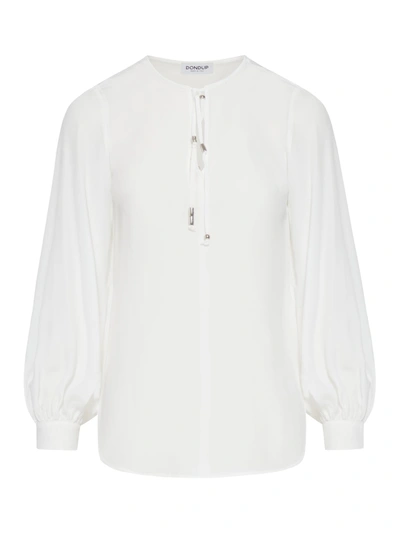 Shop Dondup Silk Blen Shirt In White