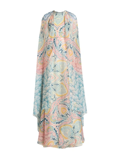 Shop Etro Silk Dress With Shoulders In Multicolour