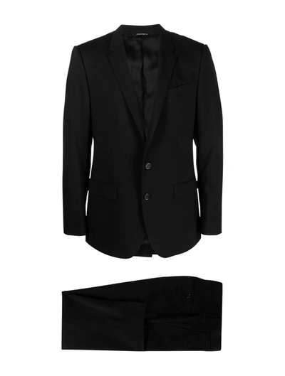 Shop Dolce & Gabbana Single-breasted Virgin-wool Suit In Black