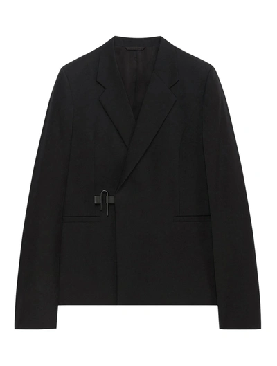Shop Givenchy Slim-fit Jacket In Wool With U-lock Buckle In Black