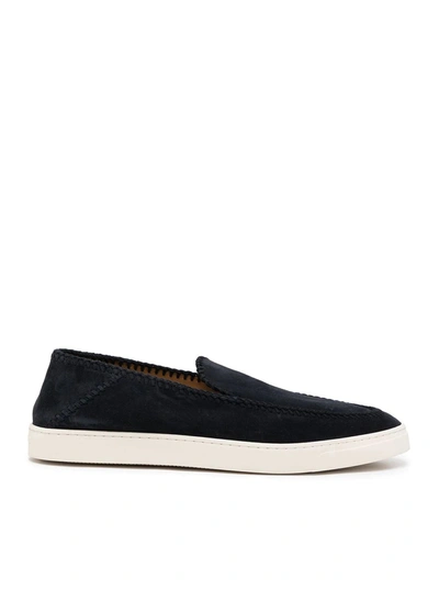 Shop Giorgio Armani Slip On Sneakers In Blue