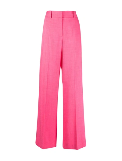 Shop Msgm Straight Pants In Pink & Purple