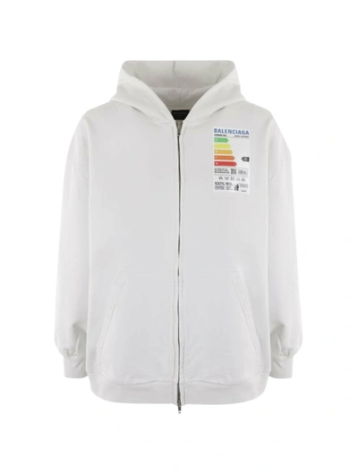 Shop Balenciaga Sweatshirt With Zip And Hood In White