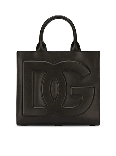 Shop Dolce & Gabbana Tote Bag With Embossed Logo In Black