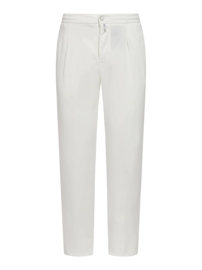 Shop Kiton Trousers With Pleats In White