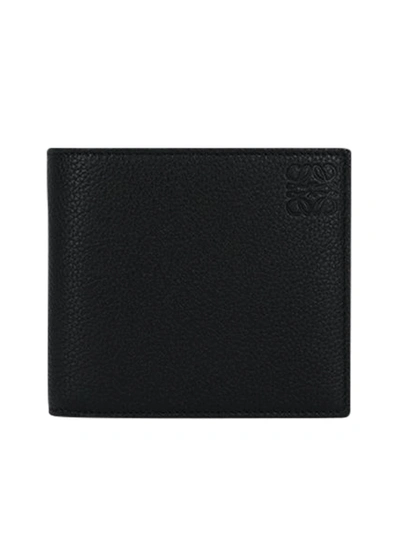Shop Loewe Tumbled Leather Billfold Wallet In Black