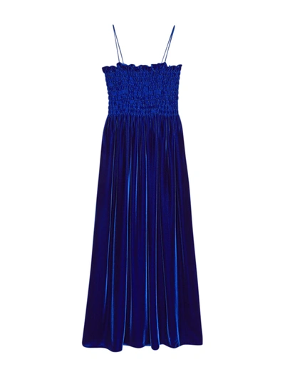 Shop Gucci Velvet Fluid Dress In Bluette