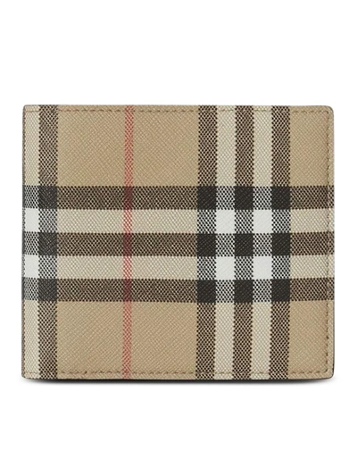 Shop Burberry Vintage Check Biifold Wallet In Nude & Neutrals