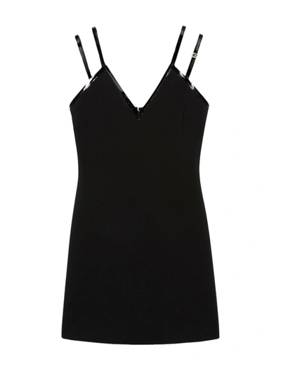 Shop Gucci Viscose Jersey Mini Dress With Crystal G Square In Black