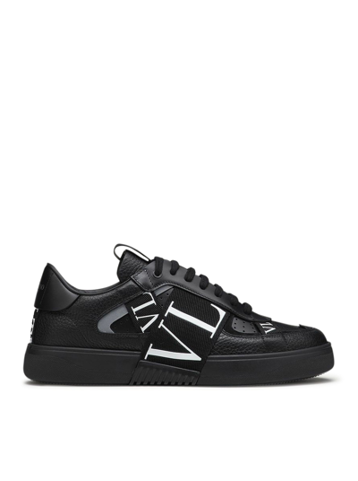 Shop Valentino Vl7n Low-top Sneaker In Calfskin And Ribbons In Black