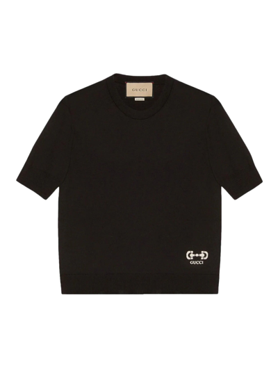 Shop Gucci Wool T.shirt With Logo In Black
